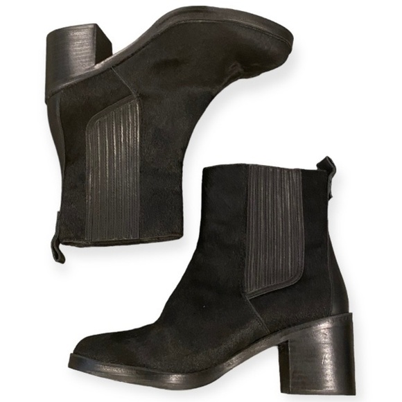 Ugg Camden Cow Hair Exotic Chelsea Ankle Boots Booties Block Heel Black Size 10 - Picture 2 of 14